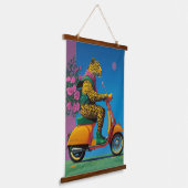 Leopard on Wheels: een stijlvolle rit, Hangend Wandkleed (Gebogen)