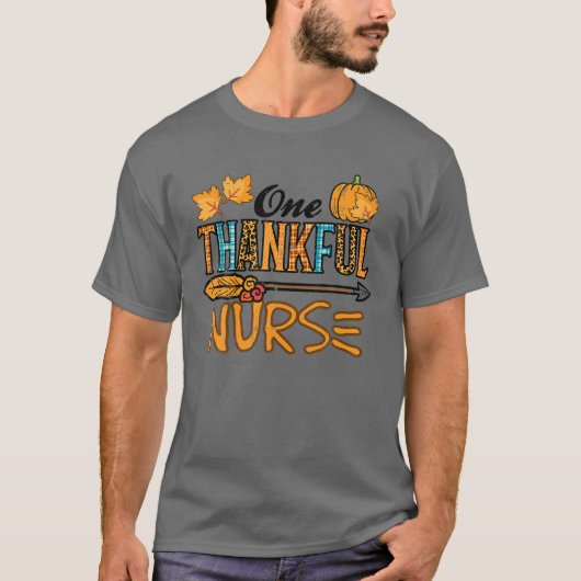 Leopard One Thankful Nurse Thanksgiving Herfst Scr T-shirt (Voorkant)