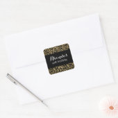leopard op 50e verjaardag print zwart goud vierkante sticker (Envelop)