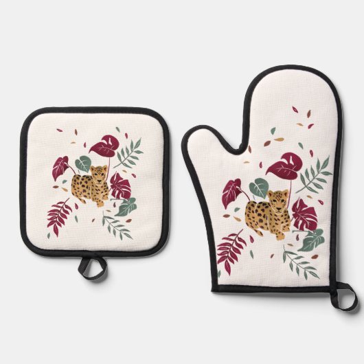 Leopard Ovenwant & Pannenlap Set (Voorkant)