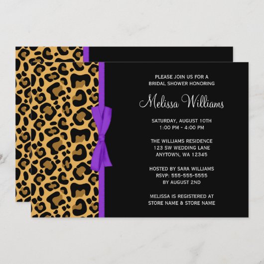 Leopard Paarse bedrukte lint Vrijgezellenfeest Kaart (Voorkant / Achterkant)