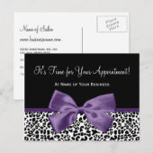 Leopard Paarse Lint Salon Afspraak Herinnering Briefkaart (Voorkant / Achterkant)