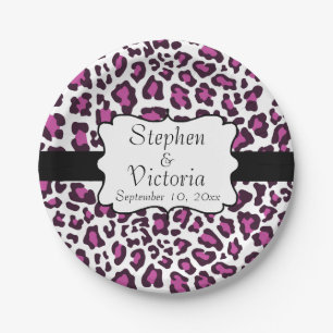 Leopard Paarse Zwart Wit Custom Paper Borden Papieren Bordje