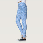 Leopard Paisley Seamless Pattern Blue elegant Yoga Leggings (Links)