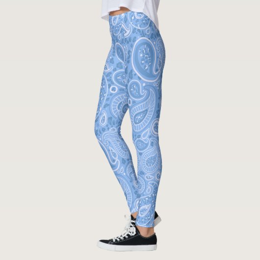 Leopard Paisley Seamless Pattern Blue elegant Yoga Leggings (Links)