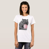 Leopard Panther Zwart Wit Roze Bubble Gum T-shirt (Voorkant volledig)