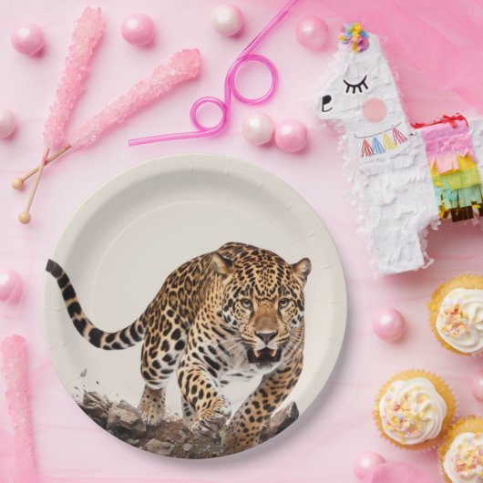Leopard Papieren Bordje (Feest)