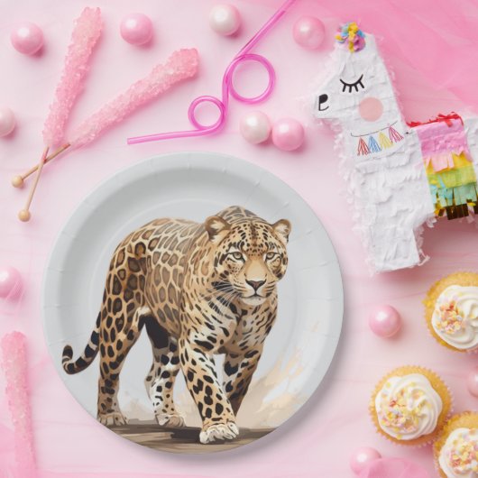 Leopard Papieren Bordje (Feest)