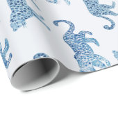 Leopard Parade in Blue and White Cadeaupapier (Rol Hoek)