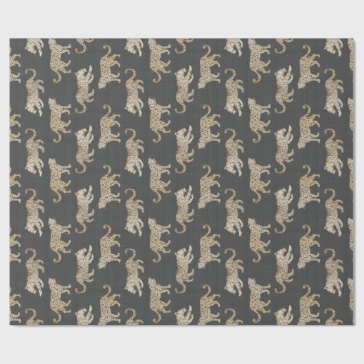 Leopard PArade op Brown Black Cadeaupapier (Vlak)