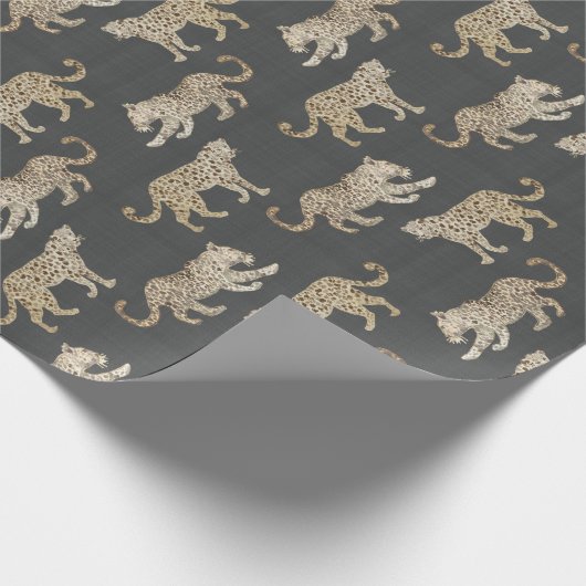Leopard PArade op Brown Black Cadeaupapier (Hoek)