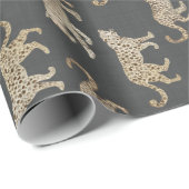 Leopard PArade op Brown Black Cadeaupapier (Rol Hoek)