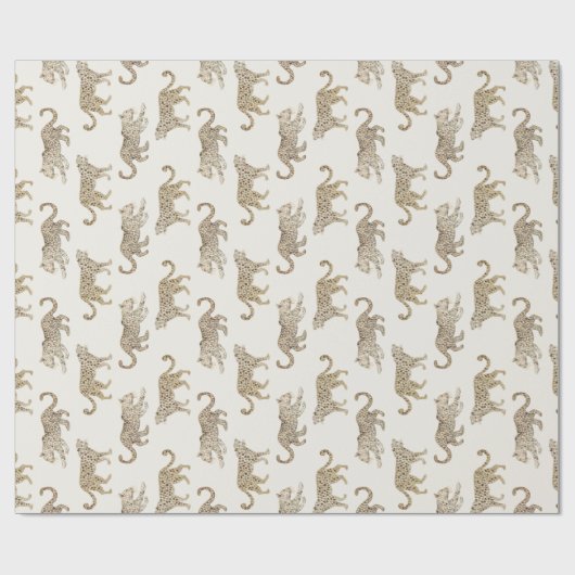 Leopard parade op crème cadeaupapier (Vlak)