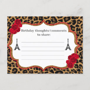 Leopard Paris thema verjaardagswensen Post Aankondigingskaart