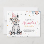 Leopard Party Animals Roze Verjaardag Uitnodiging (Voorkant)