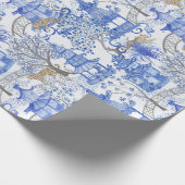 Leopard Party in de Pagoda Forest-Blue en White Cadeaupapier (Hoek)