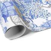 Leopard Party in de Pagoda Forest-Blue en White Cadeaupapier (Rol Hoek)
