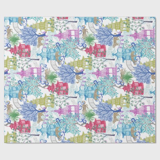 Leopard Party in het Pagoda Forest Cadeaupapier (Vlak)