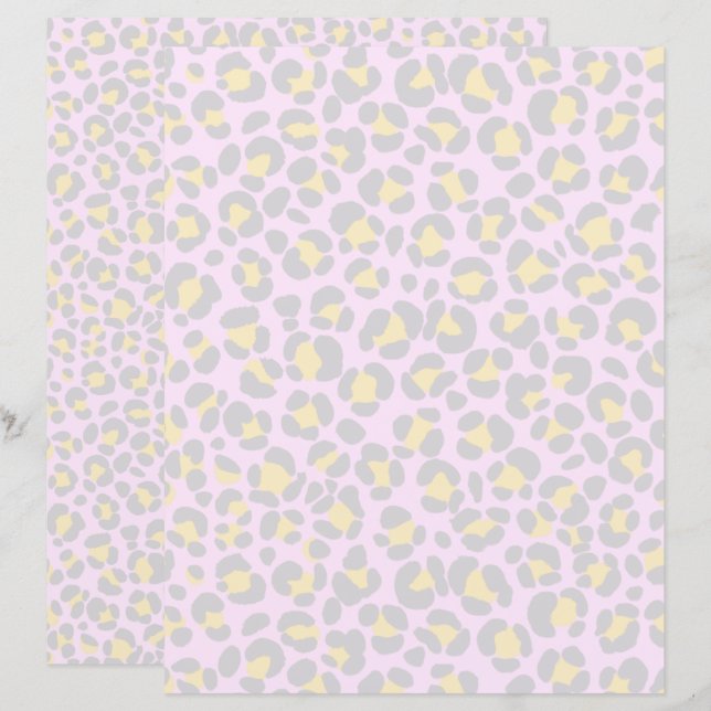 Leopard Pastel Pink Grey Yellow (Voorkant / Achterkant)