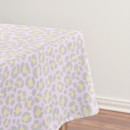 Leopard Pastel Pink Grey Yellow Tafelkleed (Voorbeeld)