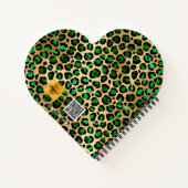 Leopard-patroon braald groene goudschool notitieboek (Achterkant)