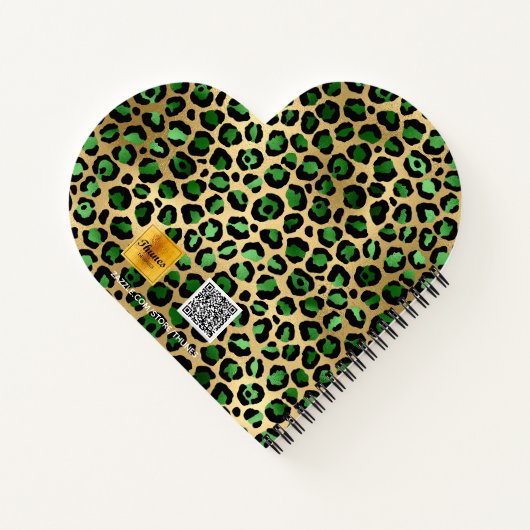 Leopard-patroon braald groene goudschool notitieboek (Achterkant)