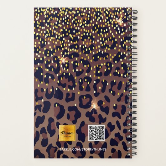 Leopard-patroon bruine brons 2023 planner (Achterkant)