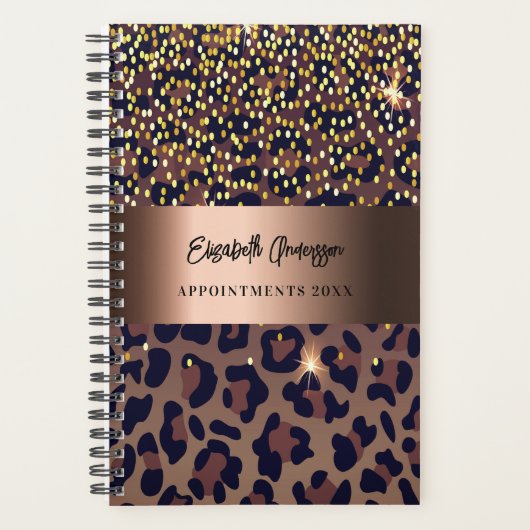 Leopard-patroon bruine brons 2023 planner (Voorkant)