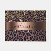 Leopard-patroon bruine zwarte bronzen monogram deurmat (Voorkant)
