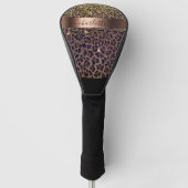 Leopard-patroon bruine zwarte bronzen monogram golfheadcover (Voorkant)