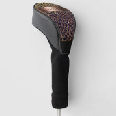 Leopard-patroon bruine zwarte bronzen monogram golfheadcover (Schuin)