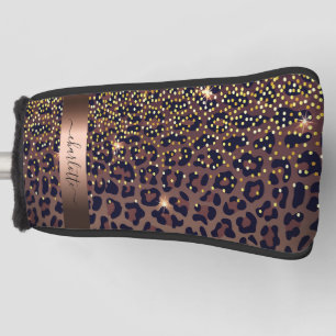 Leopard-patroon bruine zwarte bronzen monogram golfheadcover