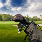 Leopard-patroon bruine zwarte bronzen monogram golfheadcover