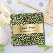 Leopard-patroon emerald green gold name notitieboek