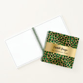 Leopard-patroon emerald green gold name notitieboek (Binnen)