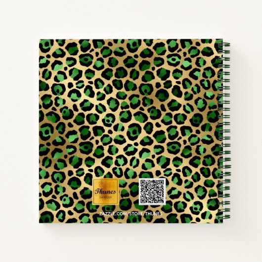 Leopard-patroon emerald green gold name notitieboek (Achterkant)