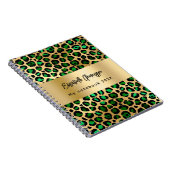 Leopard-patroon emerald green gold name notitieboek (Rechterzijde)
