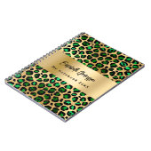Leopard-patroon emerald green gold name notitieboek (Linkerzijde)
