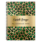 Leopard-patroon emerald green gold name notitieboek (Voorkant)