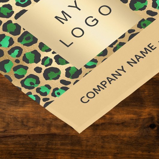 Leopard-patroon emeron groene goudbusiness logo korte tafelloper