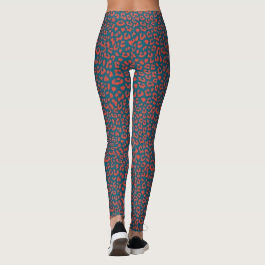 Leopard Patroon Leggings - Rood en Blauw (Achterkant)