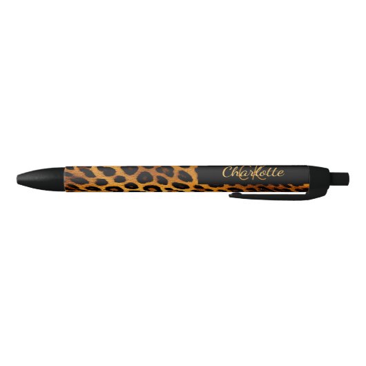 Leopard patroon monogram handtekening naam zwarte inkt pen (Bodem)
