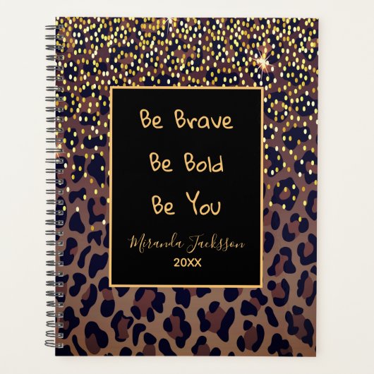 Leopard patroon motivatie bruin zwart 2025 planner (Voorkant)