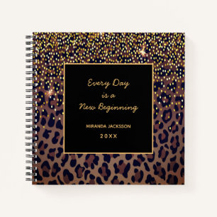 Leopard-patroon motivatie zwart notitieboek