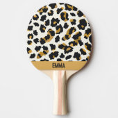 Leopard patroon op witte achtergrond tafeltennisbatje (Voorkant)