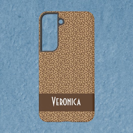 Leopard Patroon Print Bruin Personaliseren Samsung Galaxy Hoesje