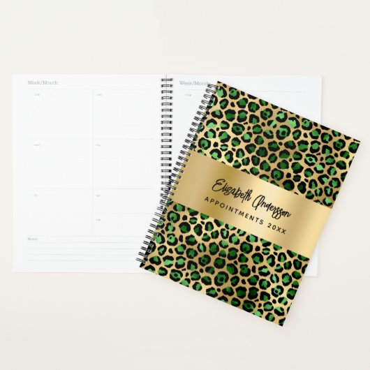 Leopard patroon smaragdgroen goud 2026 planner (Display)