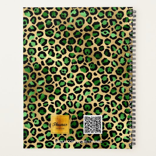 Leopard patroon smaragdgroen goud 2026 planner (Achterkant)