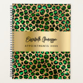 Leopard patroon smaragdgroen goud 2026 planner (Voorkant)