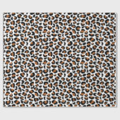 Leopard Patroon Verjaardag Witte Achtergrond Naadl Cadeaupapier (Vlak)